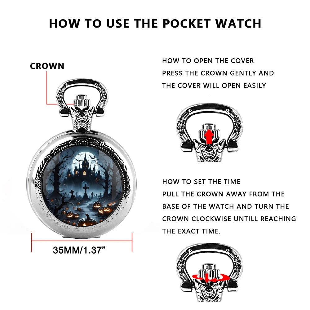 Montre Ă gousset quartz Classic Halloween Dark