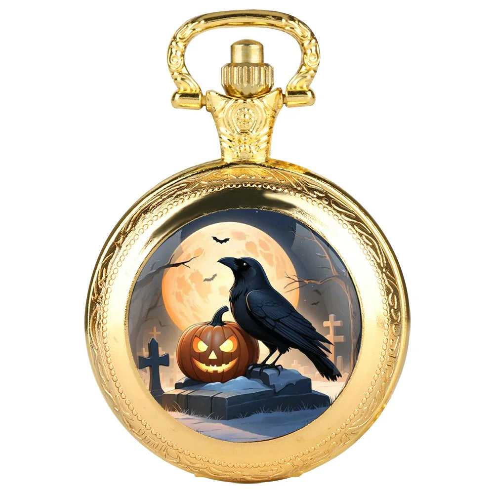 Montre Ă gousset quartz et corbeau