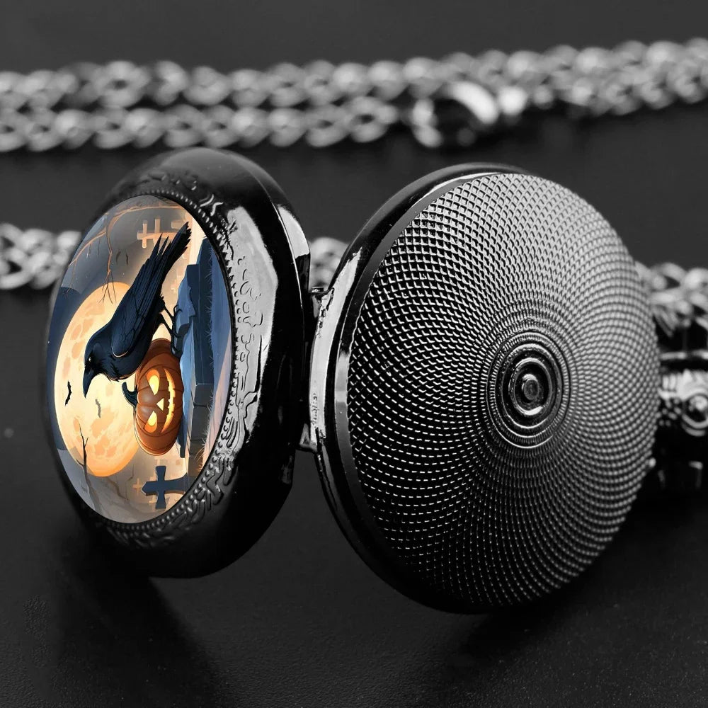 Montre Ă gousset quartz et corbeau