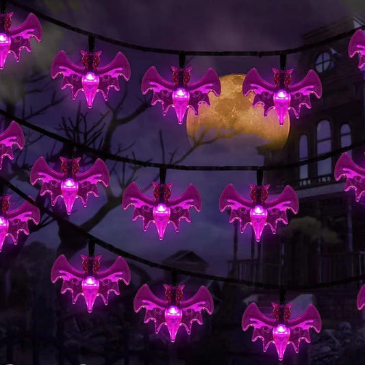 Guirlande Solaire LED 🦇 Chauves-Souris Violettes 💜 – 5m / 6,5m / 7,5m / 12m