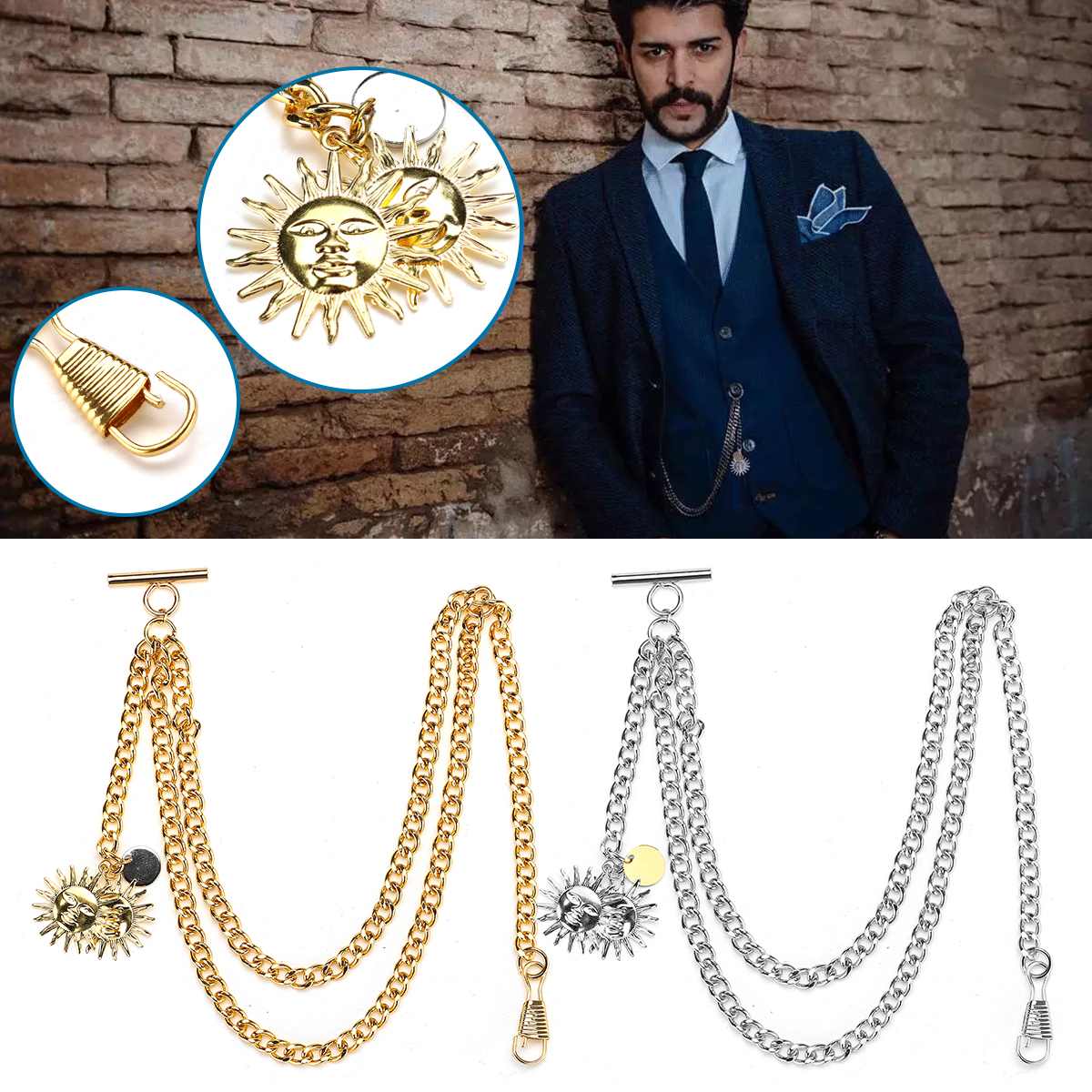 Albert T style pocket watch chain – Montre à gousset