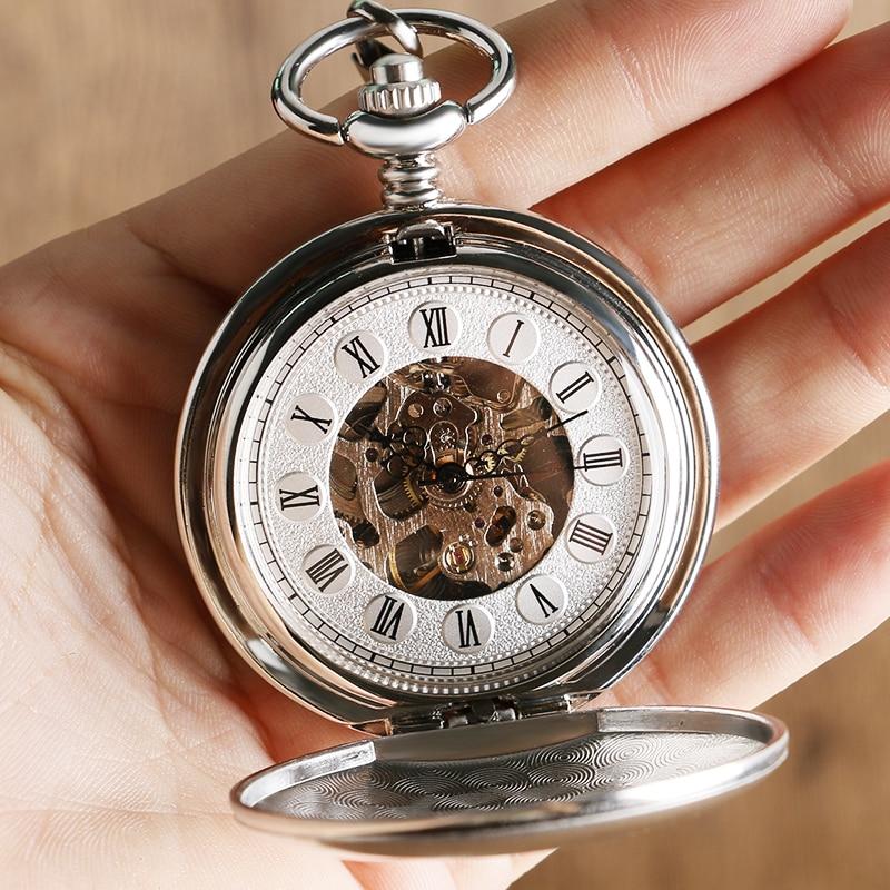 Montre à gousset à mouvement mécanique et remontage manuel boitier acier Chrome Ma montre à gousset