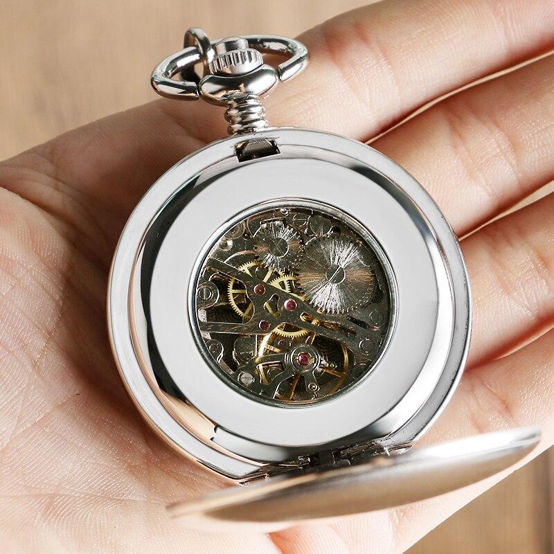 Montre à gousset à mouvement mécanique et remontage manuel boitier acier Chrome Ma montre à gousset