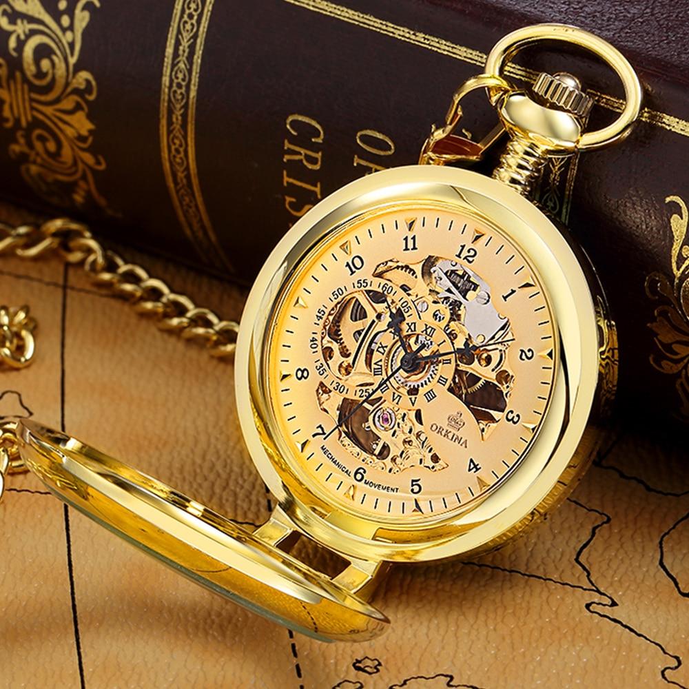 Montre à gousset de bureau boitier et cadrans doré et mouvement mécanique à remontage manuel Ma montre à gousset