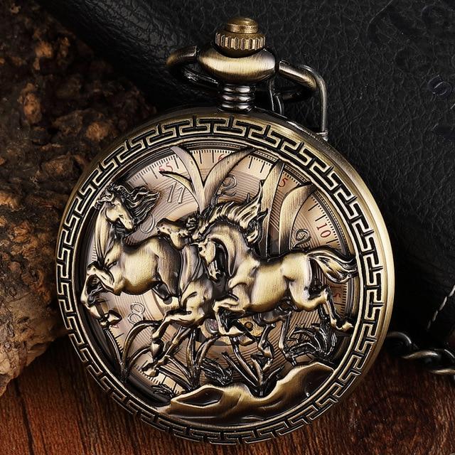 Montre à gousset mécanique à remontage manuel SUR LA THEMATIQUE DU CHEVAL Ma montre à gousset