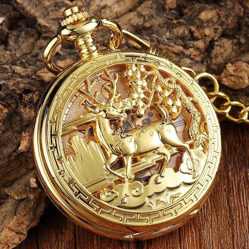 Montre à gousset mécanique à remontage manuel à l'effigie du renne Ma montre à gousset