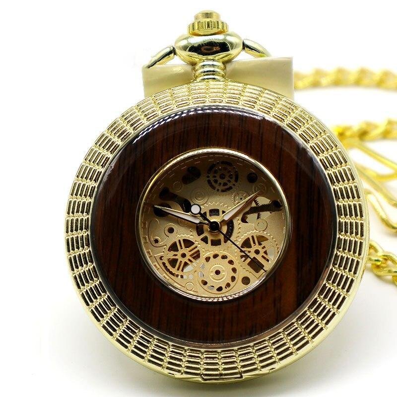 Montre à gousset mécanique à remontage manuel boitier et cadrans doré avec chiffres Romains Ma montre à gousset
