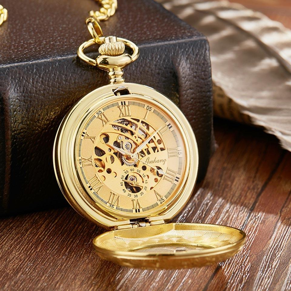 Montre à gousset mecanique à remontage manuel boitier et mouvement doré Ma montre à gousset