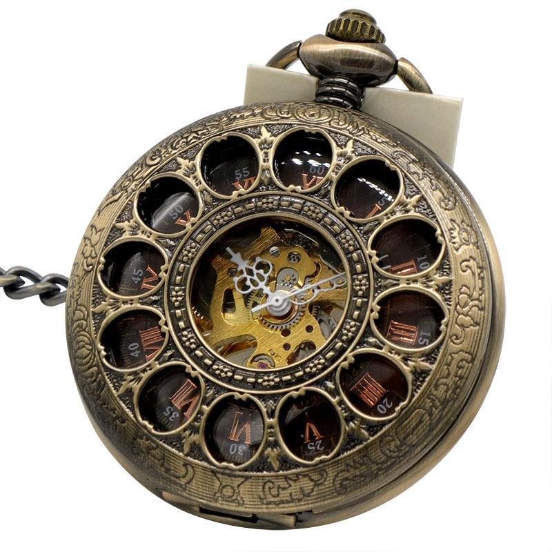 Montre à gousset mécanique à remontage manuel couleur bronze capot ajouré Ma montre à gousset