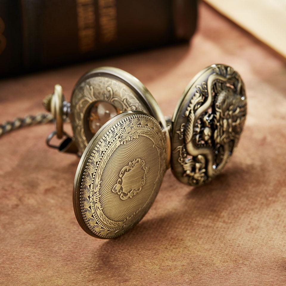 Montre à gousset mécanique à remontage manuel empire du dragons thématique des créatures mythiques chinoise Ma montre à gousset