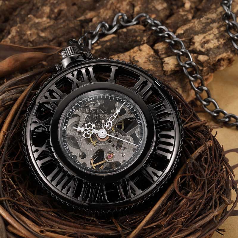 Montre à gousset mécanique à remontage manuel, mouvement apparent et chiffres romains Ma montre à gousset