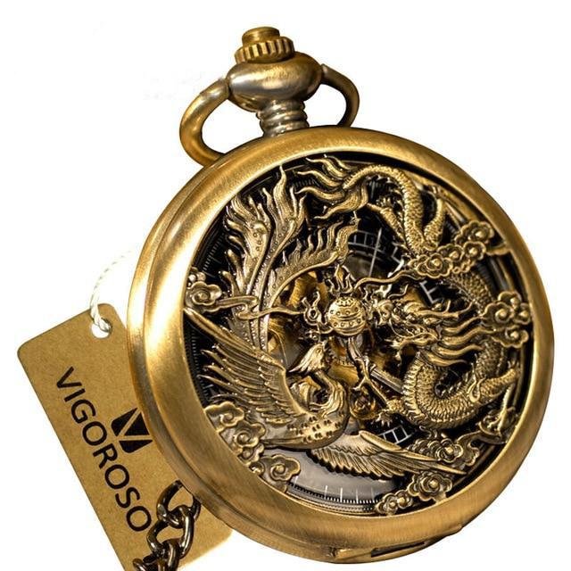 Montre à gousset mécanique à remontage manuelle thématique des créatures mythiques Ma montre à gousset