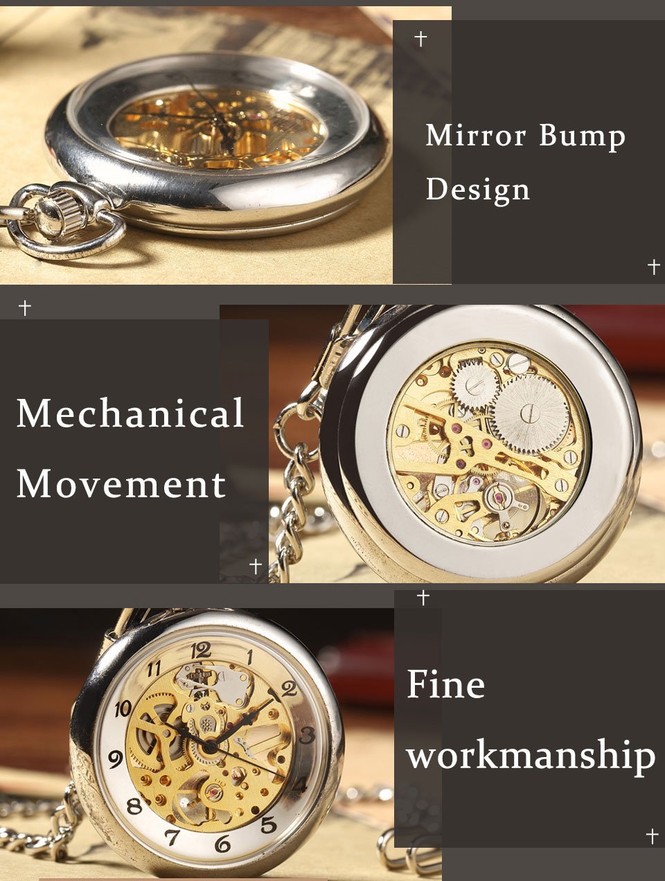 Montre à gousset mécanique mouvement automatique à remontage manuel Ma montre à gousset