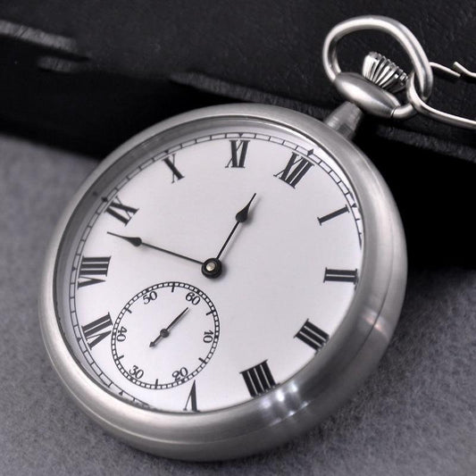 Montre à gousset mouvement mécanique à remontage manuel boitier acier et fond ouvert Ma montre à gousset