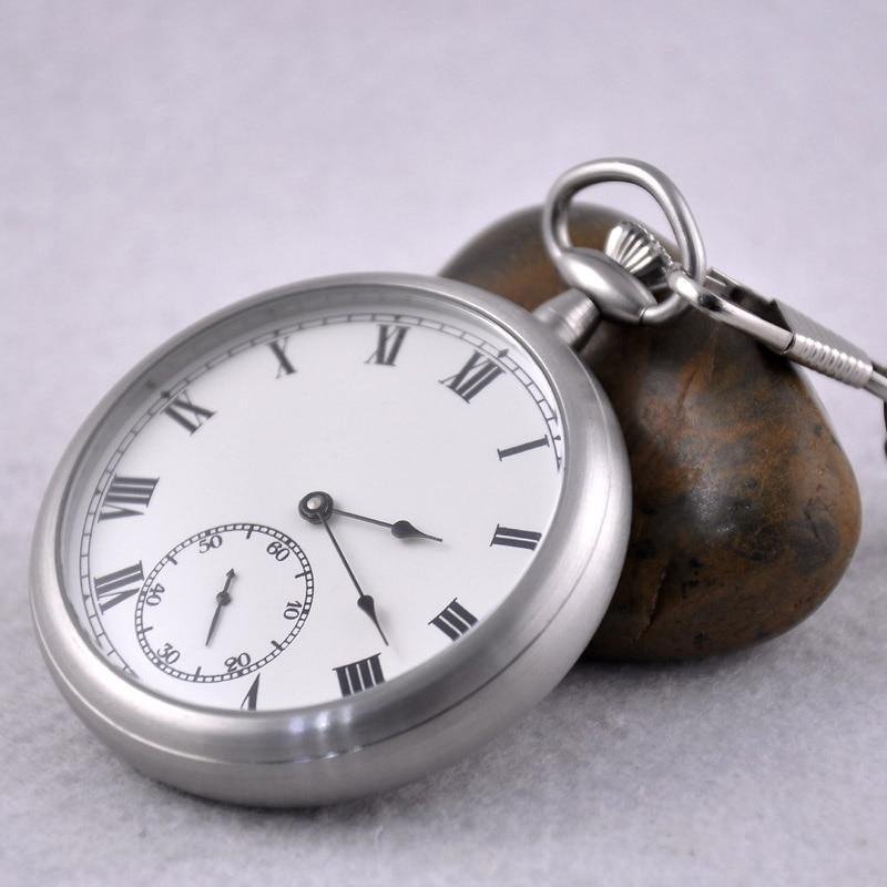 Montre à gousset mouvement mécanique à remontage manuel boitier acier et fond ouvert Ma montre à gousset