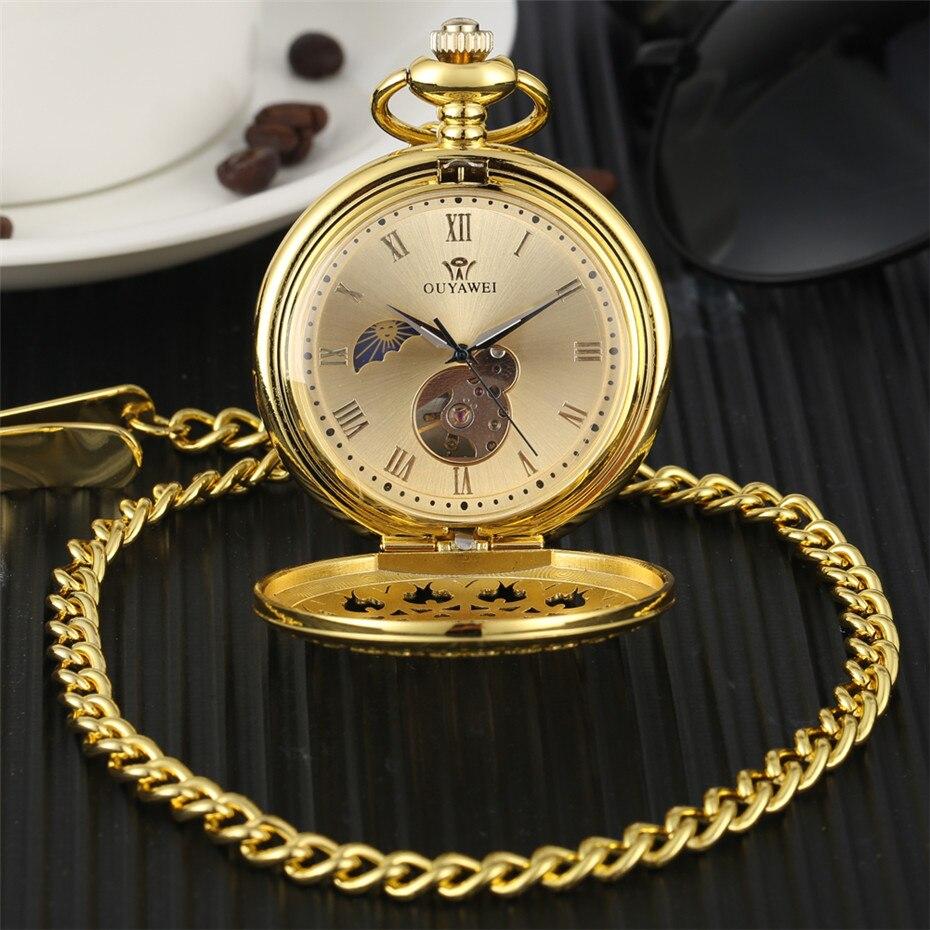 Montre à gousset phase de lune et mouvement mécanique à remontage manuel Ma montre à gousset