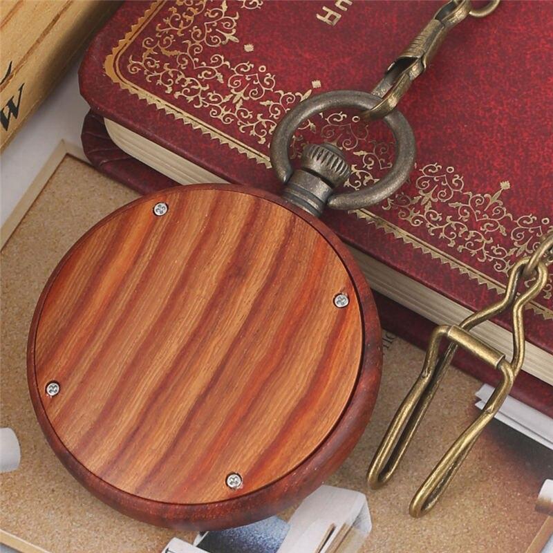 Montre à gousset rétro en bois d'ébène rouge et mouvement quartz Ma montre à gousset