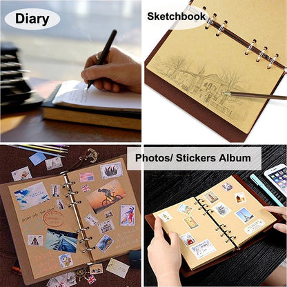 Retro Notebook Traveler Diary Leather Soft Cover Small Size 13x9cm Replaceable Kraft Paper Inner Notebooks &amp; Notepads