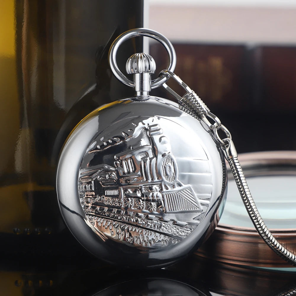 Antique Imperial Luxury Pocket Watch Mechanical Hand Winding Stainless Steel Case Mens Pocket Watch with FOB Chain Reloj Gift Montre à gousset