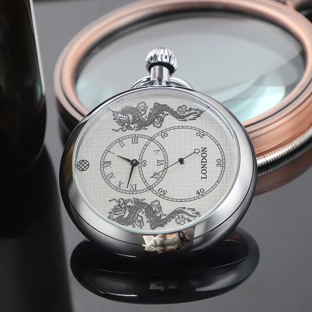 Antique Imperial Luxury Pocket Watch Mechanical Hand Winding Stainless Steel Case Mens Pocket Watch with FOB Chain Reloj Gift Montre à gousset