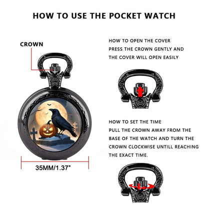 Montre à gousset quartz et corbeau