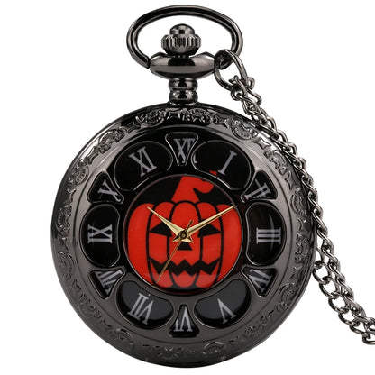 Montre à Gousset Noire – Cadran Blanc &amp; Capot Décoré