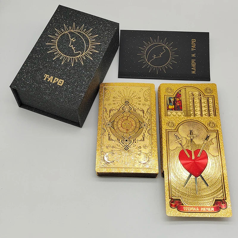 High Quality Gold Foil Tarot Russian Deluxe Divination Tarot Cards Predictive Board Games For Russia Market Montre à gousset