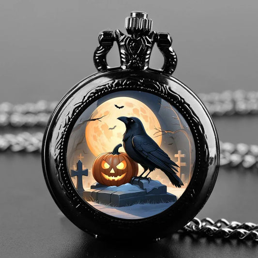 Montre à gousset quartz et corbeau