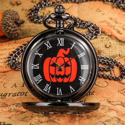Montre à Gousset Noire – Cadran Blanc &amp; Capot Décoré