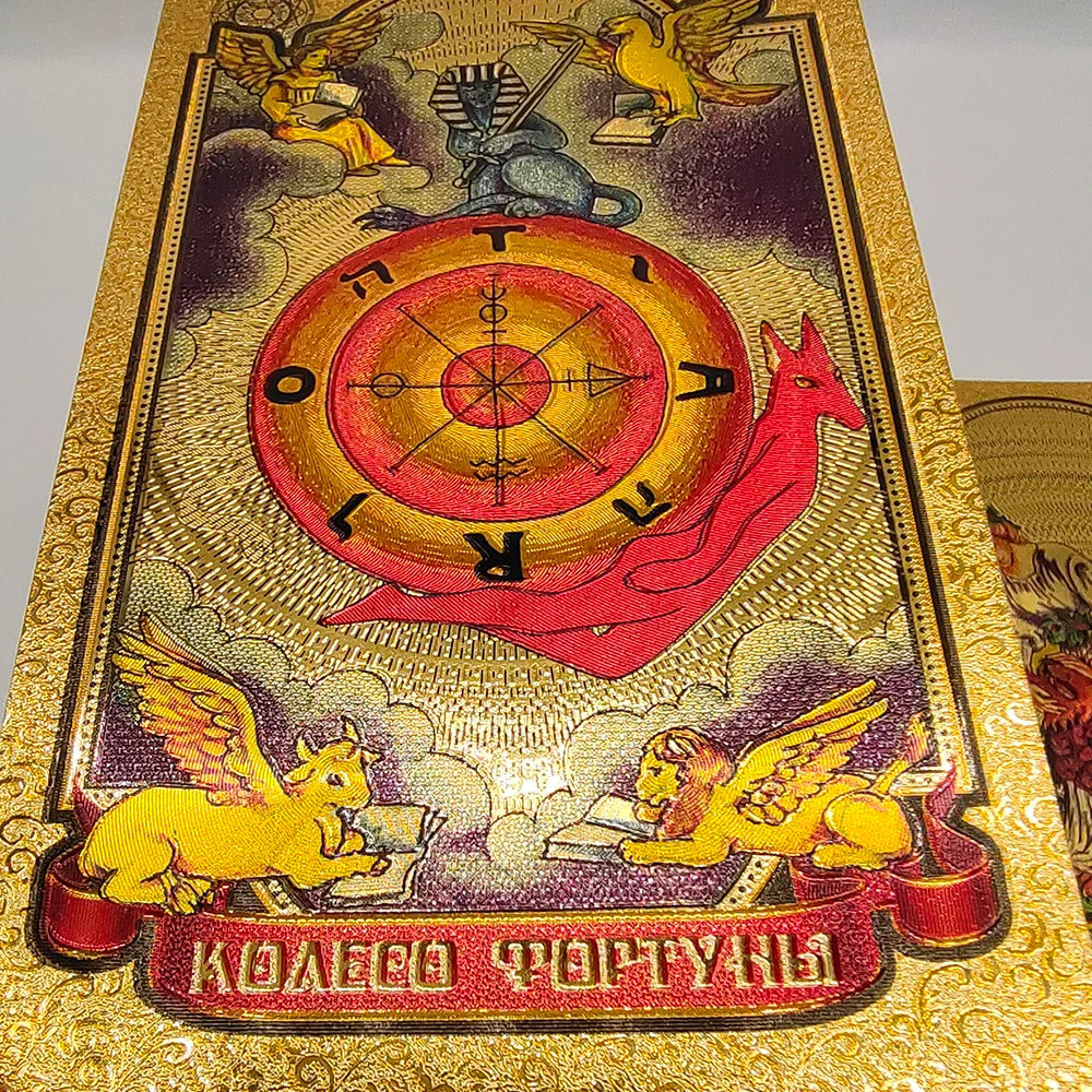 High Quality Gold Foil Tarot Russian Deluxe Divination Tarot Cards Predictive Board Games For Russia Market Montre à gousset