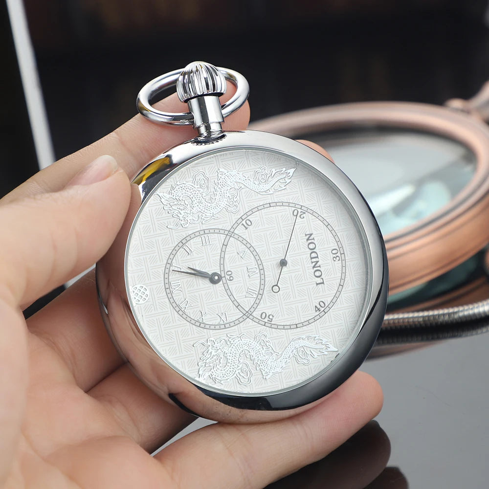 Antique Imperial Luxury Pocket Watch Mechanical Hand Winding Stainless Steel Case Mens Pocket Watch with FOB Chain Reloj Gift Montre à gousset