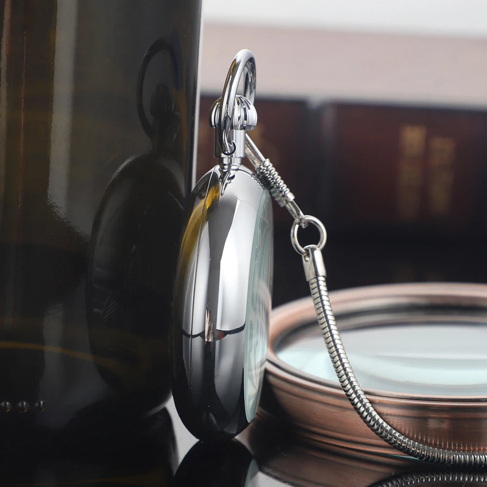 Antique Imperial Luxury Pocket Watch Mechanical Hand Winding Stainless Steel Case Mens Pocket Watch with FOB Chain Reloj Gift Montre à gousset