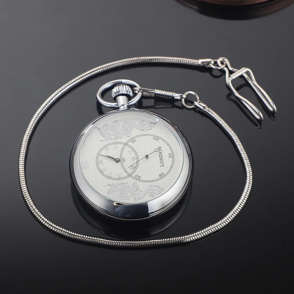 Antique Imperial Luxury Pocket Watch Mechanical Hand Winding Stainless Steel Case Mens Pocket Watch with FOB Chain Reloj Gift Montre à gousset