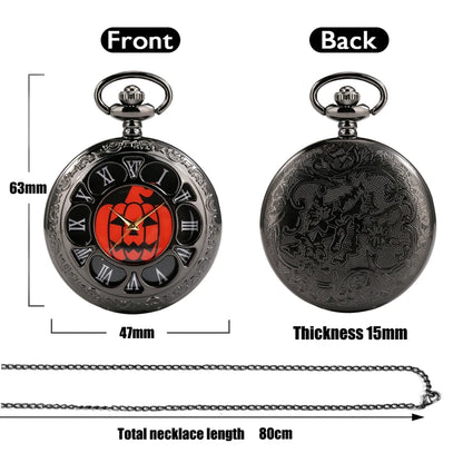 Montre à Gousset Noire – Cadran Blanc &amp; Capot Décoré