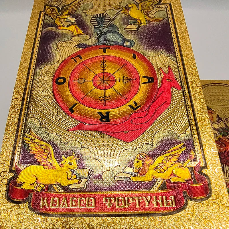 High Quality Gold Foil Tarot Russian Deluxe Divination Tarot Cards Predictive Board Games For Russia Market Montre à gousset