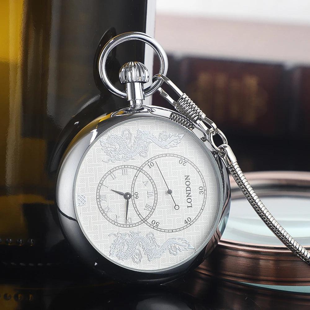 Antique Imperial Luxury Pocket Watch Mechanical Hand Winding Stainless Steel Case Mens Pocket Watch with FOB Chain Reloj Gift Montre à gousset