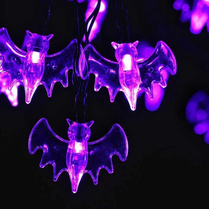 Guirlande Solaire LED 🦇 Chauves-Souris Violettes 💜 – 5m / 6,5m / 7,5m / 12m