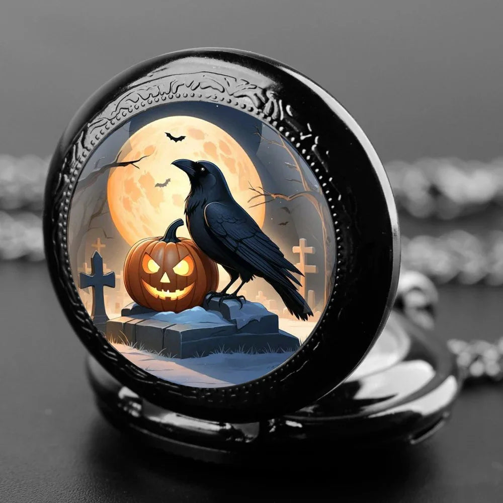 Montre à gousset quartz et corbeau