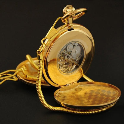 Montre à gousset  à mouvement mécanique à remontage manuel entièrement dorée Ma montre à gousset