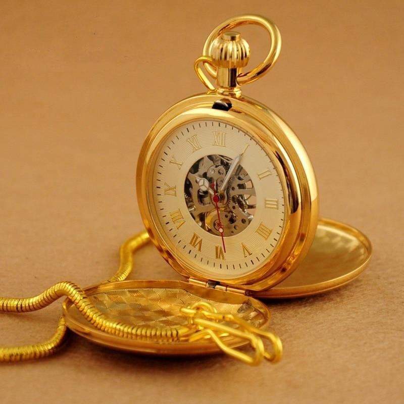 Montre à gousset  à mouvement mécanique à remontage manuel entièrement dorée Ma montre à gousset
