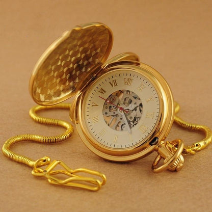 Montre à gousset  à mouvement mécanique à remontage manuel entièrement dorée Ma montre à gousset