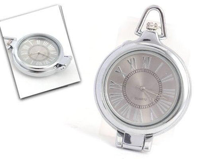 Montre à gousset  de bureau boitier argenté et cadrans moderne avec chiffres Romains Ma montre à gousset