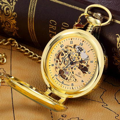 Montre à gousset de bureau boitier et cadrans doré et mouvement mécanique à remontage manuel Ma montre à gousset