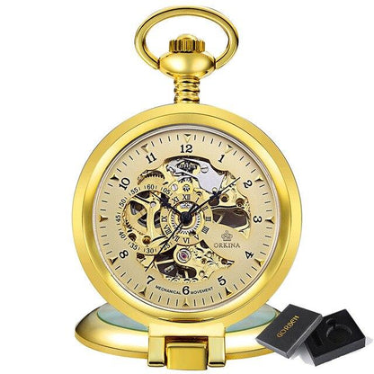Montre à gousset de bureau boitier et cadrans doré et mouvement mécanique à remontage manuel Ma montre à gousset
