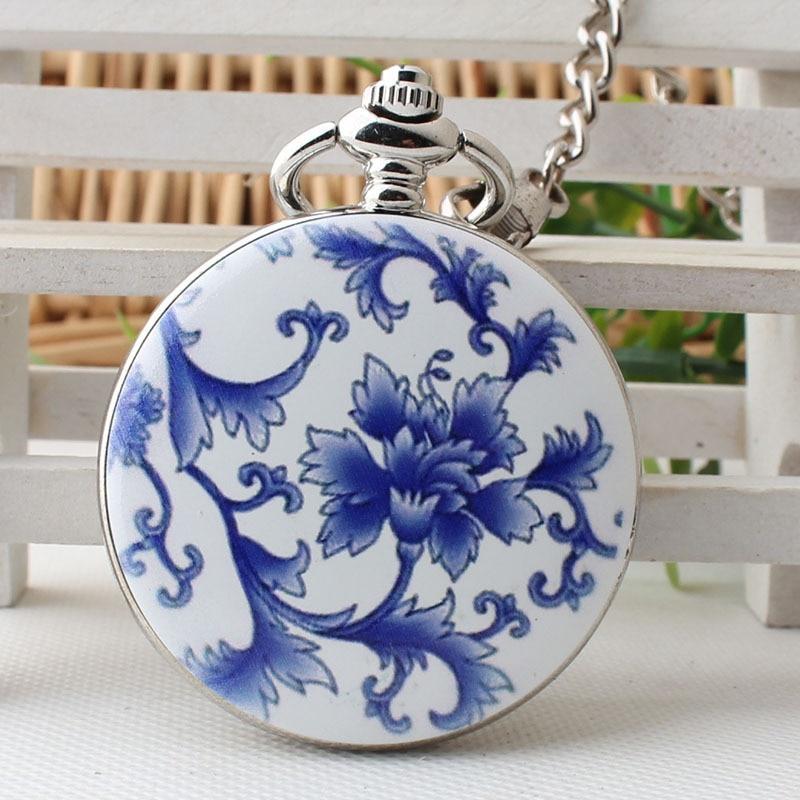 Montre à gousset déco porcelaine mouvement mécanique à remontage manuel Ma montre à gousset