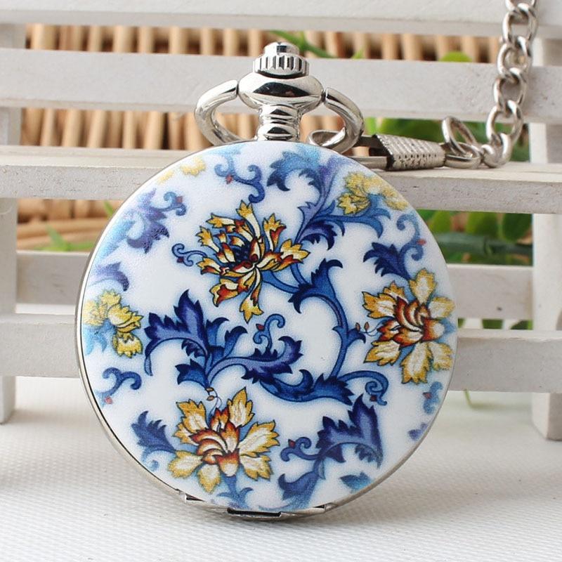 Montre à gousset déco porcelaine mouvement mécanique à remontage manuel Ma montre à gousset