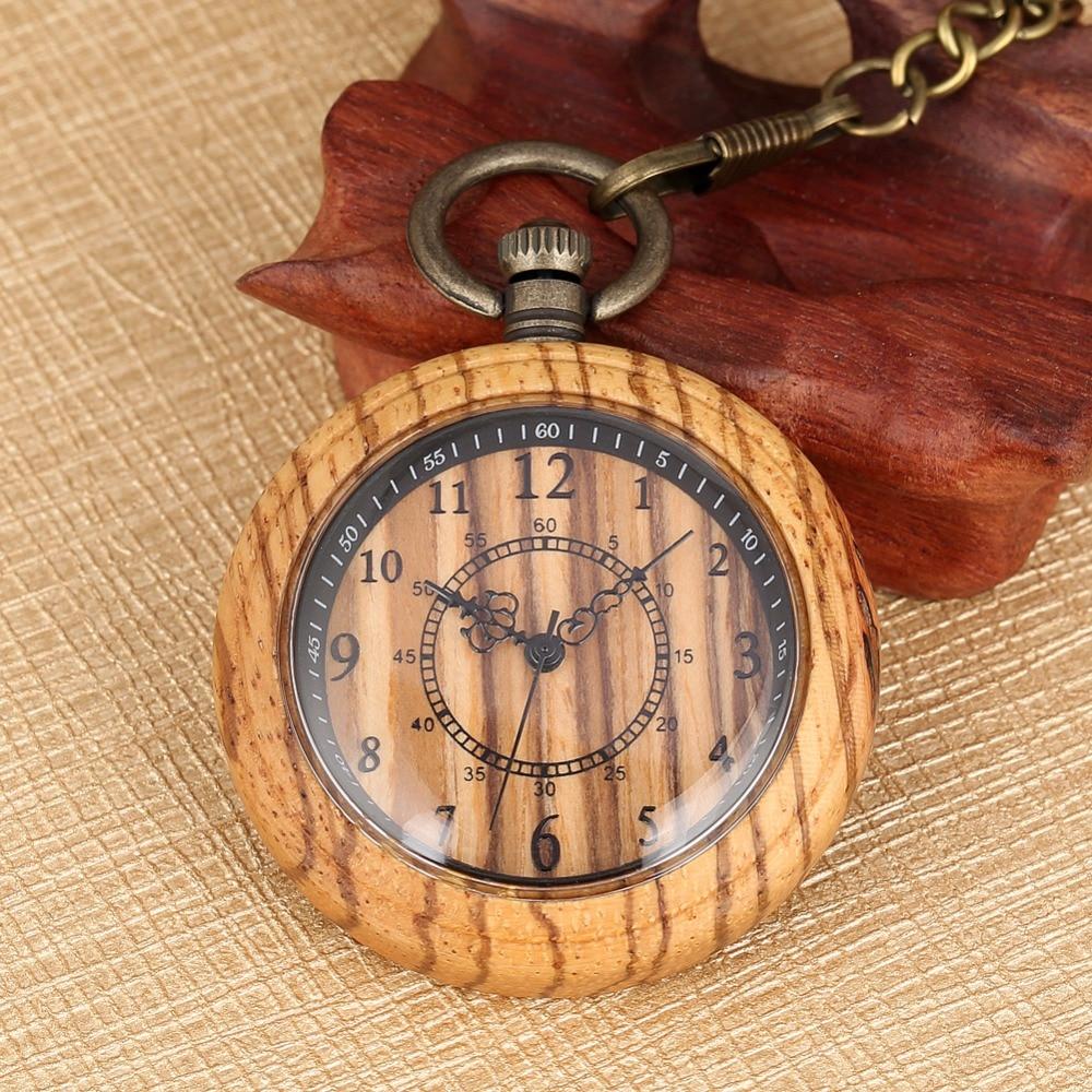 Montre à gousset en bois mouvement quartz et chiffres classique Ma montre à gousset