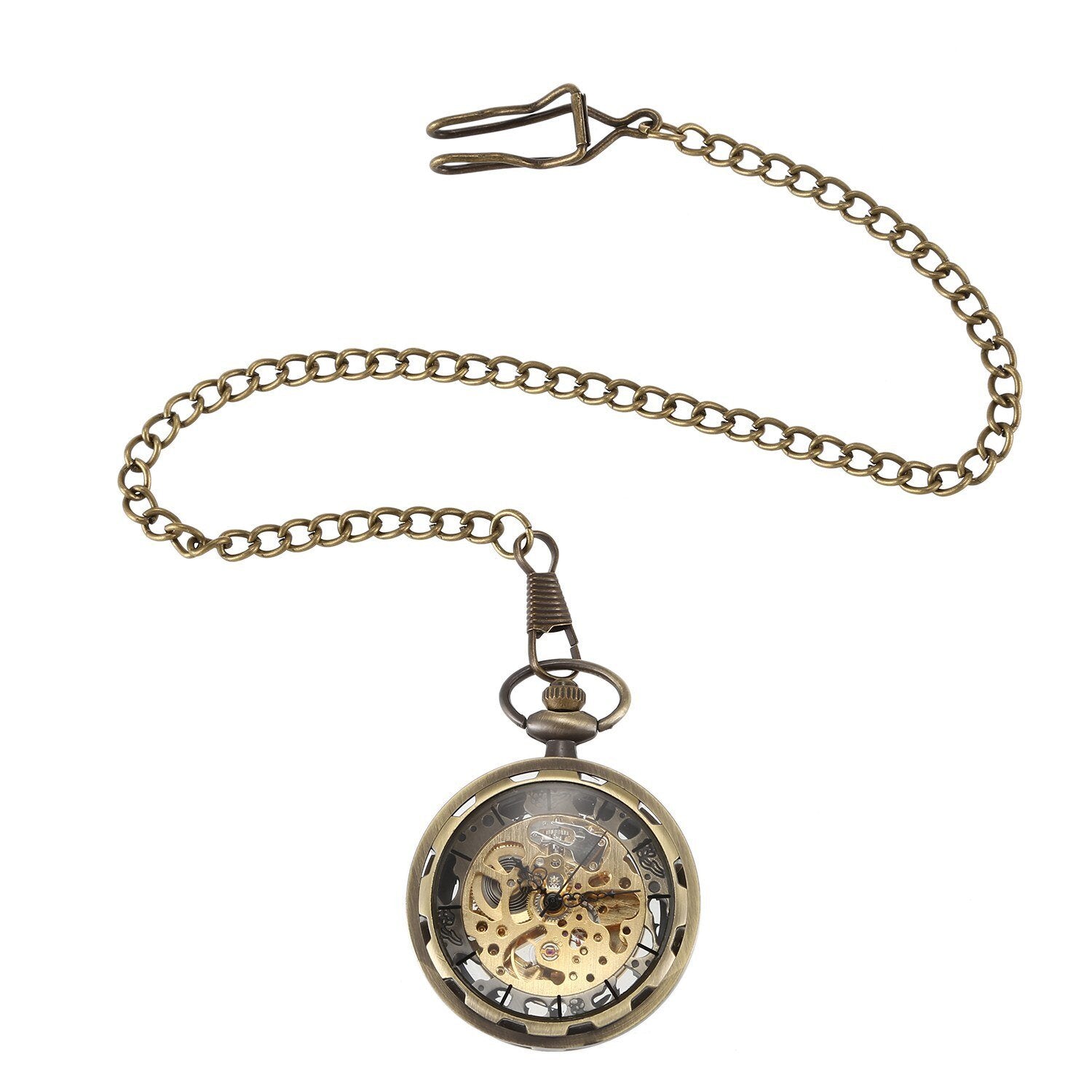 Montre De Poche Mécanique Squelette Rétro Avec Chaîne - Unisexe Analogique Vintage