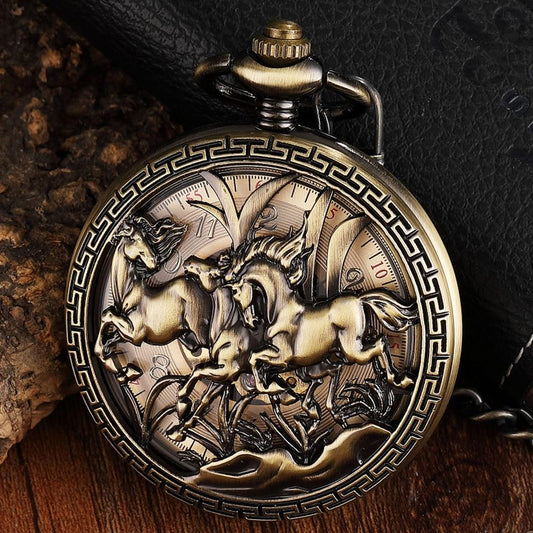 Montre à gousset mécanique à remontage manuel SUR LA THEMATIQUE DU CHEVAL Ma montre à gousset