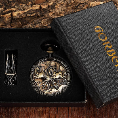 Montre à gousset mécanique à remontage manuel SUR LA THEMATIQUE DU CHEVAL Ma montre à gousset